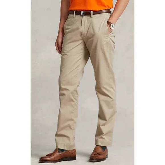 Polo Ralph Lauren Preston Pant Mens 40x32 Tan Chino Cotton Straight Trousers‎