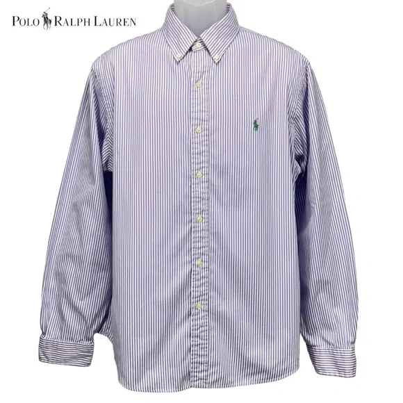 Polo Ralph Lauren | Mens XL | Slim Fit Purple & White Stripe L/S Button Up Shirt