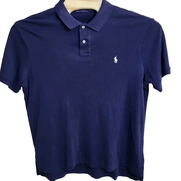 Polo Ralph Lauren Men's XXL Navy Blue Short Sleeve Polo‎ Shirt White Pony Soft