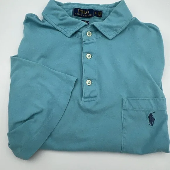Ralph Lauren Polo Adult XL Short Sleeve Shirt Classic Fit Blue Mens‎