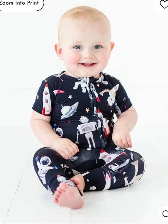 Bums & Roses Infant Short Sleeve “I Need Space” Outer Space Romper 6-9 Months