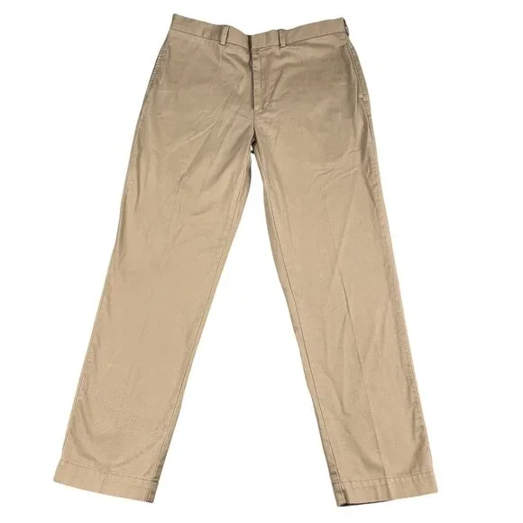 Polo Ralph Lauren Pants Mens 36x32 Tan‎ Chino Straight Flat Front Cotton Classic