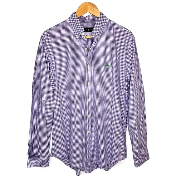 Polo Ralph‎ Lauren Purple Gingham Check Shirt Men's Preppy Embroidered Pony L