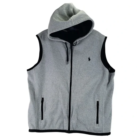 Polo Ralph Lauren Full Zip Hoodie Vest Mens XL Grey Athleisure Sporty