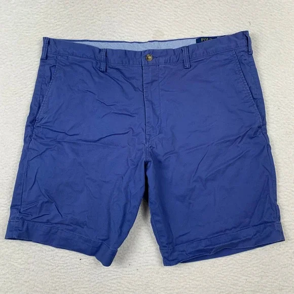Polo Ralph Lauren Slim Stretch Chino Shorts Mens 40x9 Cotton Twill Pony Zip Blue