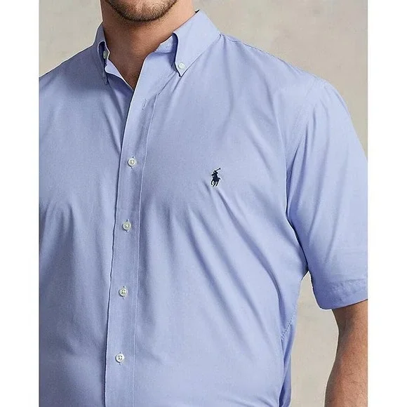 POLO RALPH LAUREN‎ MEN'S S/S BUTTON UP SHIRT~4XL-TALL~PERFORMANCE STYLE~BLUE~NWT