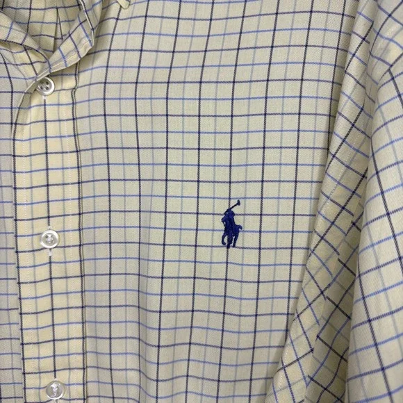 Vintage Large Men'sPolo Ralph Lauren Blake Shirt Mens Yellow Check Button Down