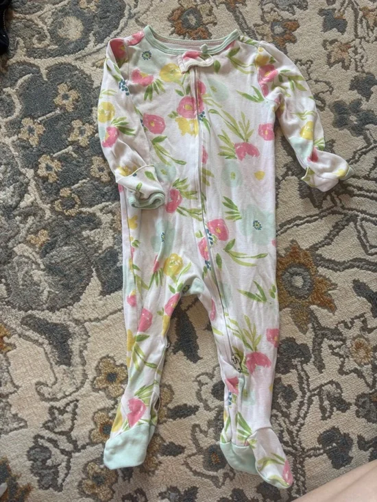 cloud island Floral Footie Sleep Nook in White, Pink, Yellow, Green