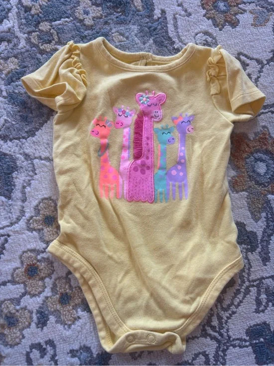 Garanimals Yellow Onesie with Colorful Giraffe Appliqué
