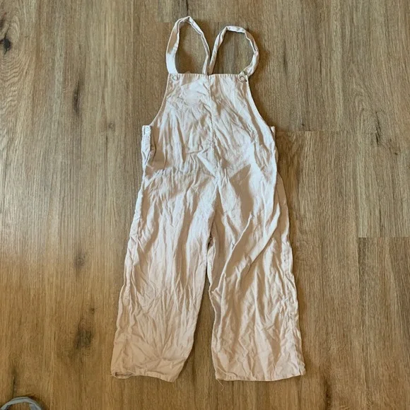 Antique 1940s toddler kids button overalls in off-white - fits 18-24 months