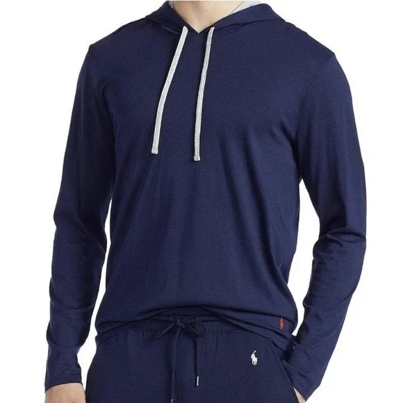 Polo Ralph Lauren Supreme Comfort Loungewear Hoodie Men XL Navy Blue Long Sleeve