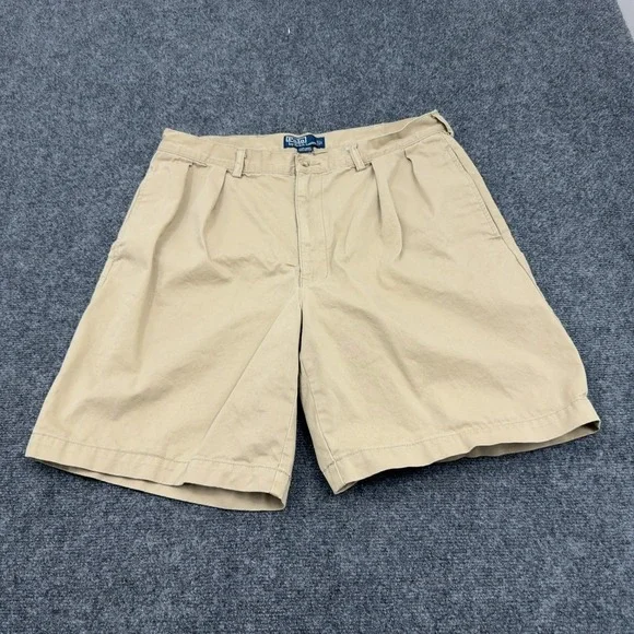 Polo Ralph Lauren Shorts Mens 36 Tan Cotton Tyler Short Pleated Chino Classic