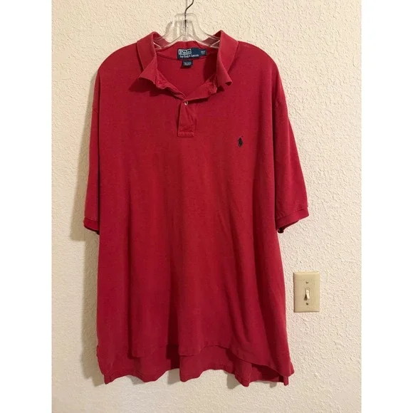 Polo Ralph Lauren‎ Mens 2XLT Red Short Sleeve Pique Polo Shirt Tall Fit Logo