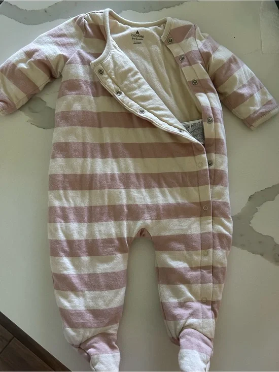GAP Pink and Cream Striped Footed Onepiece