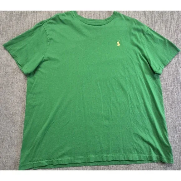 Polo Ralph Lauren men's green crew neck pullover t-shirt XL yellow pony logo