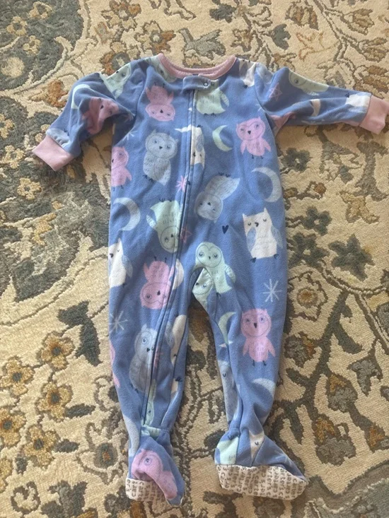 Carter's Blue Owl & Moon Print Footie One-Piece