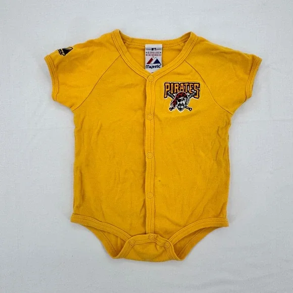 Vintage 2000s Majestic MLB Pittsburgh Pirates Infant Cotton Bodysuit 6/9 Months