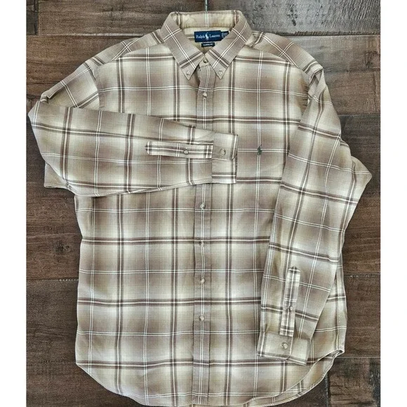 Polo Ralph‎ Lauren Shirt Mens 2XLT Tall Classic Fit Plaid Flannel Button Down