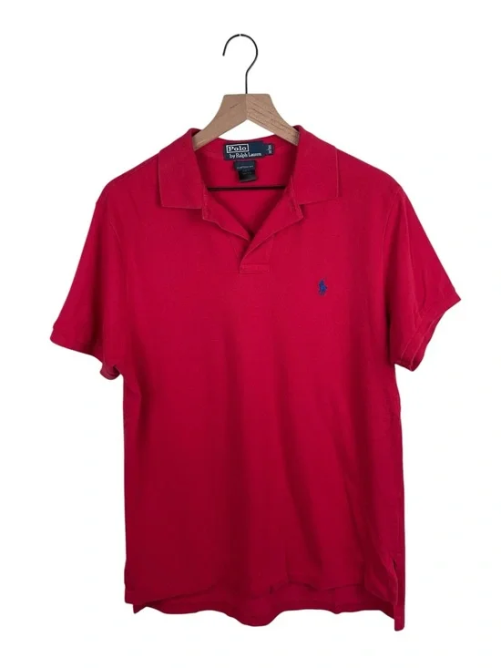Vintage Polo Ralph Lauren Men's Polo Shirt Size Large Red Custom Fit Preppy Y2K
