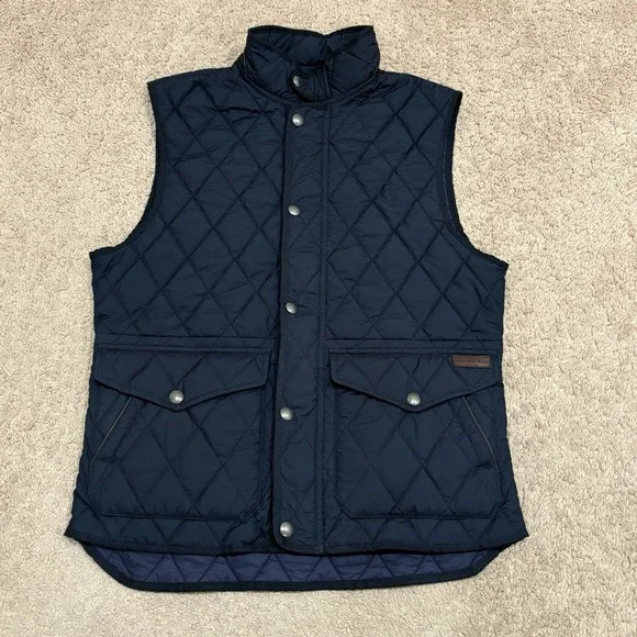 Polo Ralph Lauren Diamond Quilted Vest Men's Medium Blue Full Zip Snap Iconic