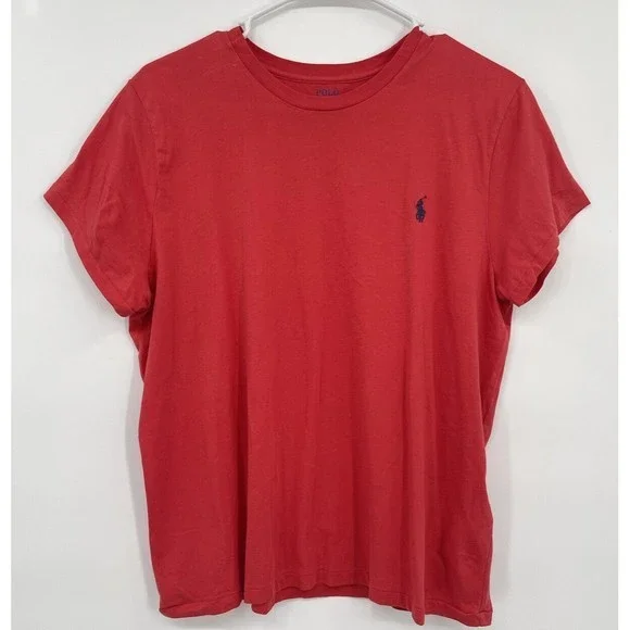 Polo Ralph Lauren Red Crew Neck T Shirt Embroidered Pony Logo Size‎ L