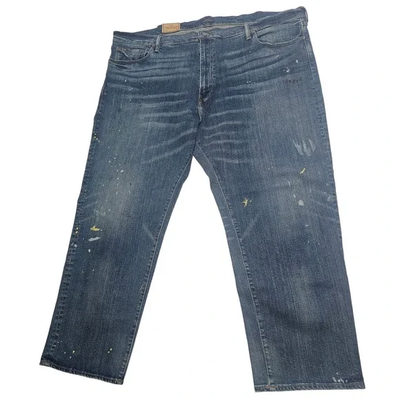 NWT Polo Ralph Lauren Varick Slim Straight Paint Splatter Jeans 50x30 XL