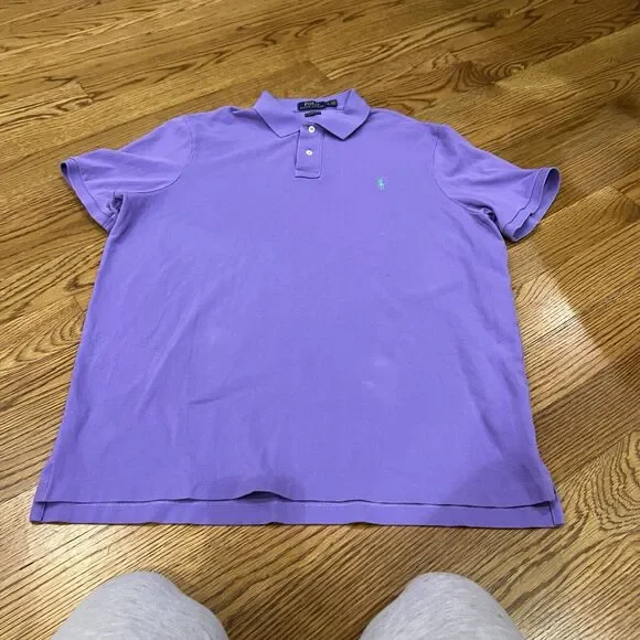 Polo‎ Ralph Lauren Mens Polo Shirt Extra Large Purple Short Sleeve Green Pony