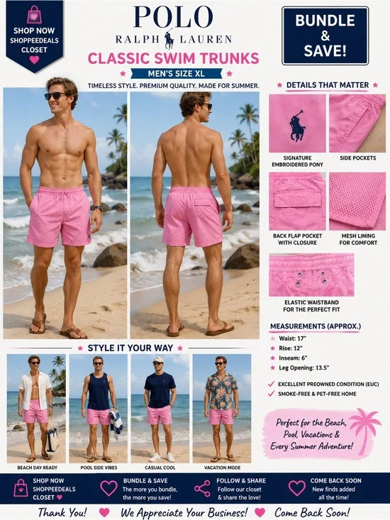 Polo Ralph Lauren Classic Swim Trunks Size XL