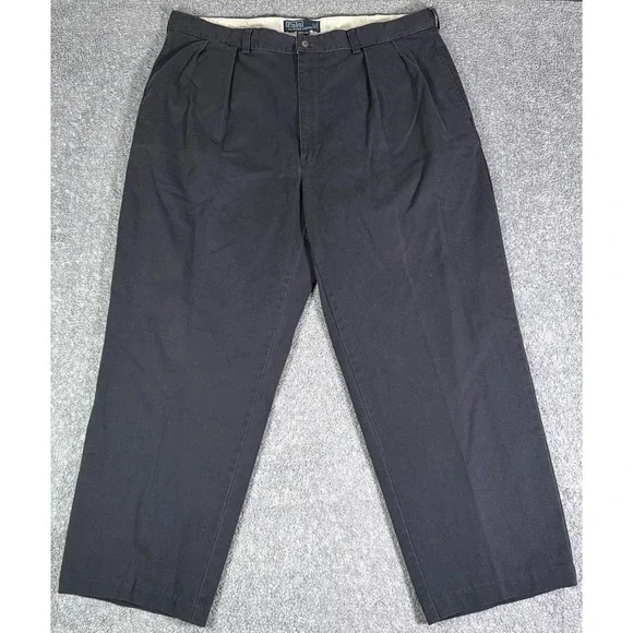 VTG Polo Ralph Lauren Andrew Pants Mens 40x30 (39x28) Blue Pleated Cotton Chino