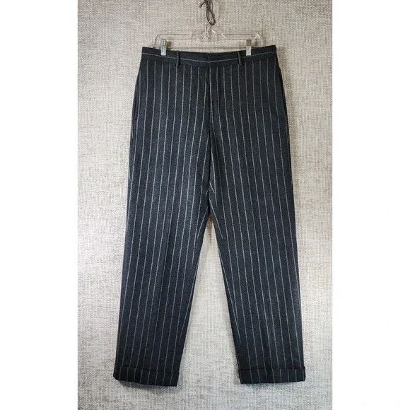 Polo Ralph Lauren Italian Wool Cashmere Pants Mens 34x31 Charcoal Stripe Cuffed