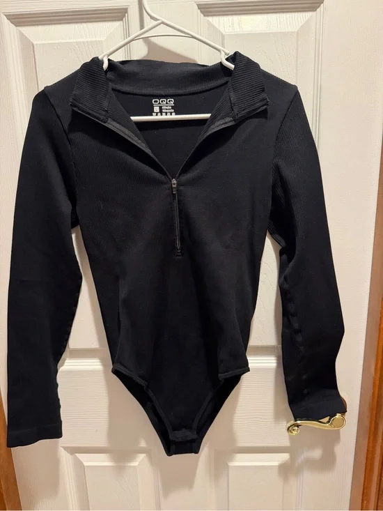 Black Long-Sleeve Zip-Front Kids One-Piece