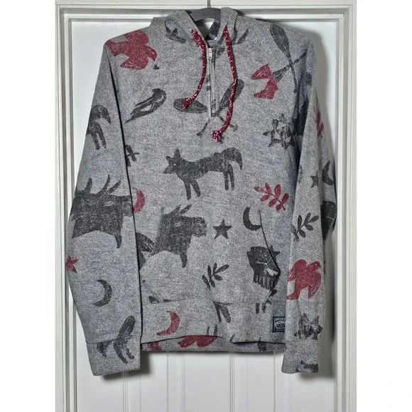 Polo Country Ralph Lauren Brushed Fleece Outdoor Grey Hoodie‎ Sweater Small