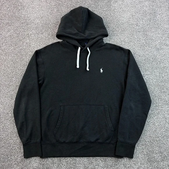 Polo Ralph Lauren Hoodie Mens Large Black Pullover Small Pony Logo