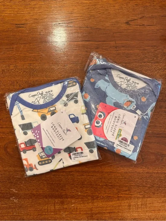 NWT Copper Pearl Baby Long Sleeve Bodysuits, Deisel & Cookie Monster, 18-24M