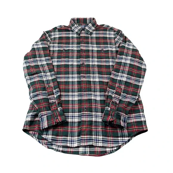 Polo Ralph Lauren Red White Green Dual Pocket Current Flannel Button Front M