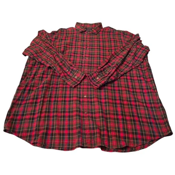 Polo Ralph Lauren Red/Black Flannel Shirt 4XLT Long Sleeve Plaid Mens
