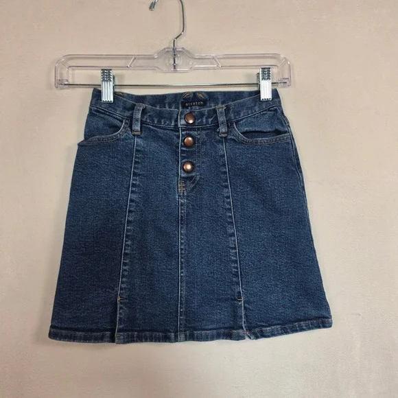 Gap‎ Denim Skirt Girls 6 Blue Y2K Vintage Preppy Minimalist 2001 Stretch