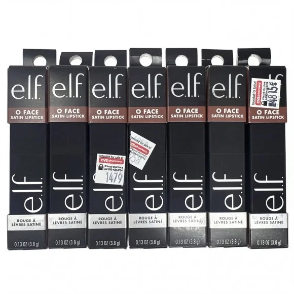 7X e.l.f.  O Face Satin Lipstick DRIVE 0.13 oz Black Case 0.13 oz Sealed New Elf