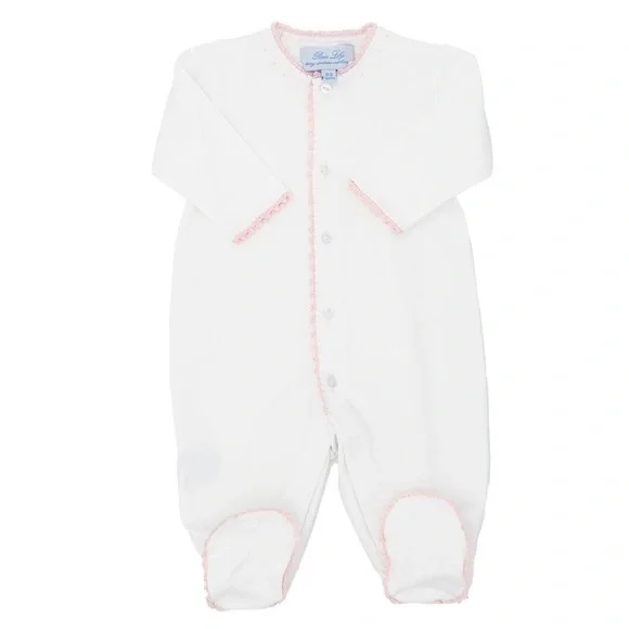Pixie Lily pima footies embroidered romper coverall cotton french knots snaps