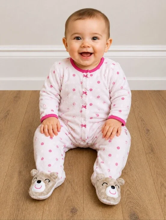Carter's 9m Terry Cloth Bear Footie pjs