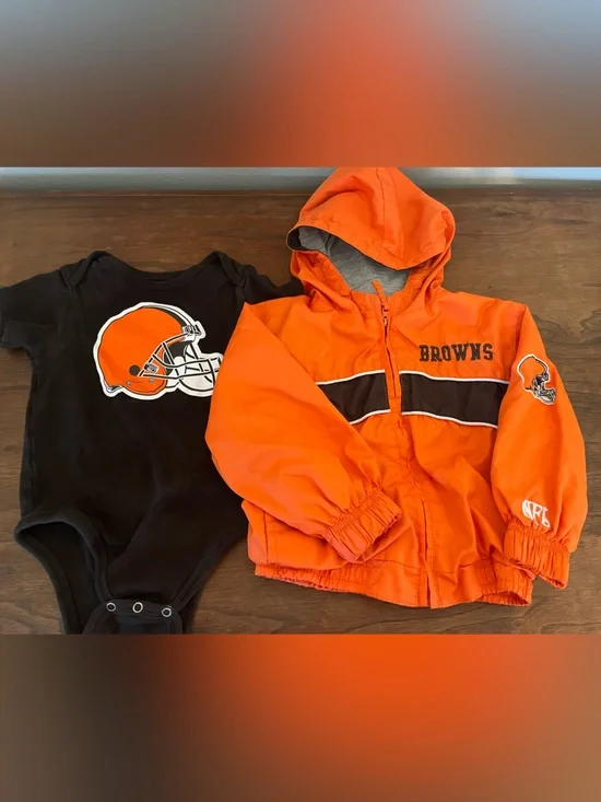 Cleveland Browns Baby Jacket & Onesie Set - Orange & Brown