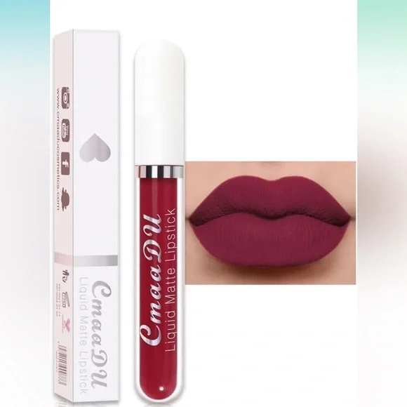 CmaaDu (13) Ruby Red Liquid Matte Lipstick. 24 Hour Lips.  #13