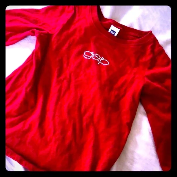 ❤️ Vintage Preppy Red long sleeve Rhinestone Gap‎ XS