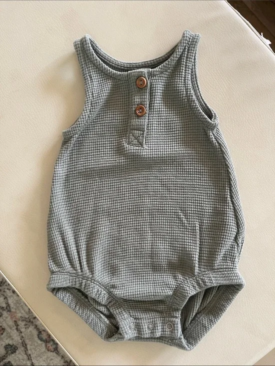 Quincy Mae Sage Green Waffle Knit One-Piece