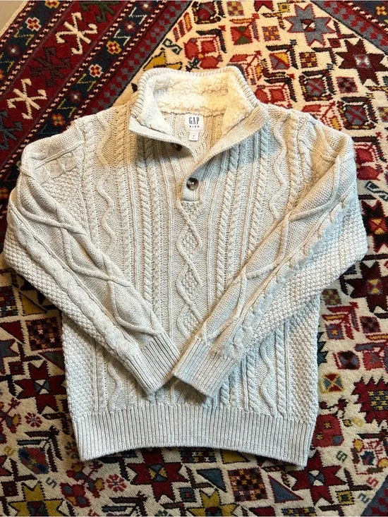 GAP Kids Cream Cable-Knit‎ Mock Neck Sweater