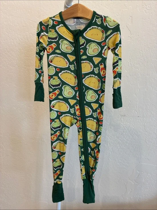 Angel Dear Baby Green Taco & Avocado Footed One-Piece