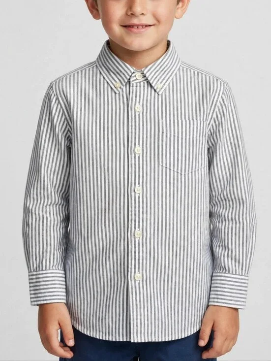 GAP Kids Boys Striped Button Down Oxford Shirt Size S (6-7) Blue White Cotton