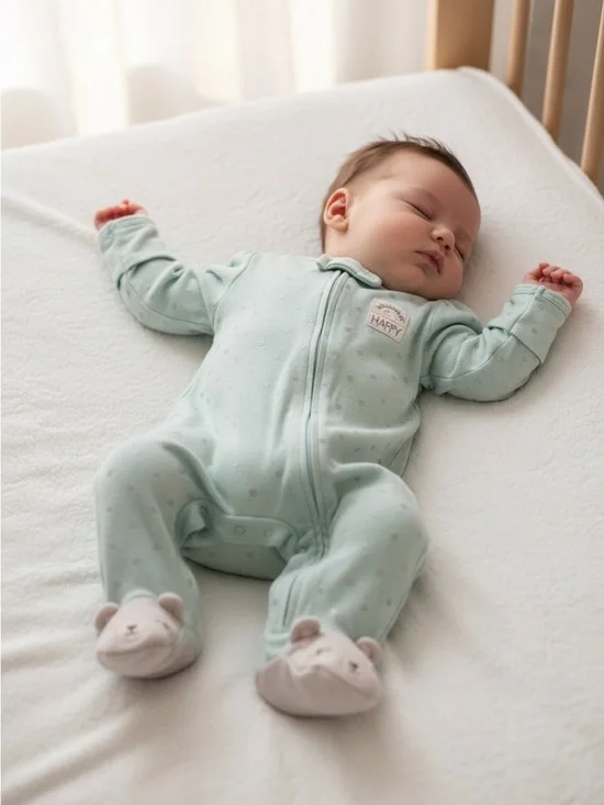 Baby Mint Green Zipper Footed One-Piece