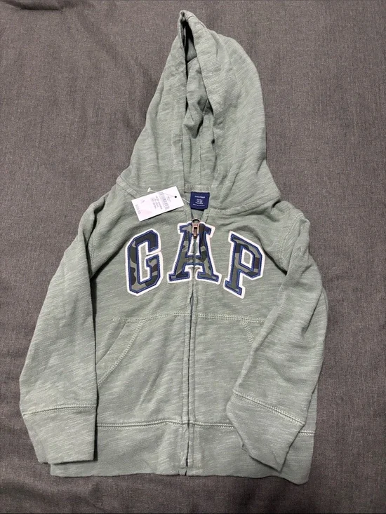 BabyGAP toddler Heather Sage Green Zip-Up Hooded Sweatshirt 18-24 months