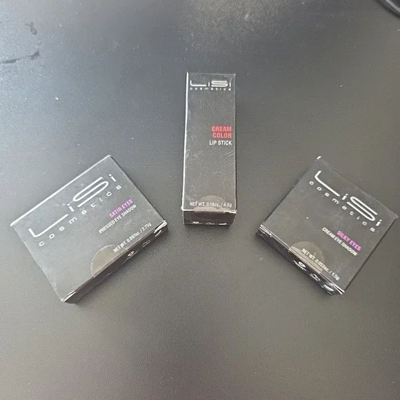 Bundle Of 3‎ LiSi Makeup Products: 1 Cream & 1 Powder Eye Shadow & Lipstick-NIB